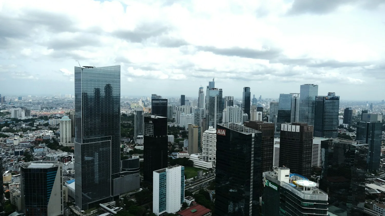 Aerial view of Jakarta’s business district, Indonesia